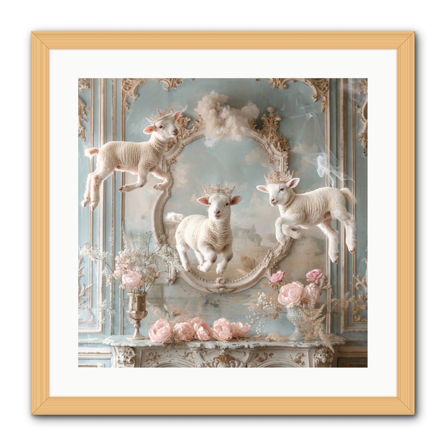 Woolies Whimsy -- Framed Print - Natural 20x20