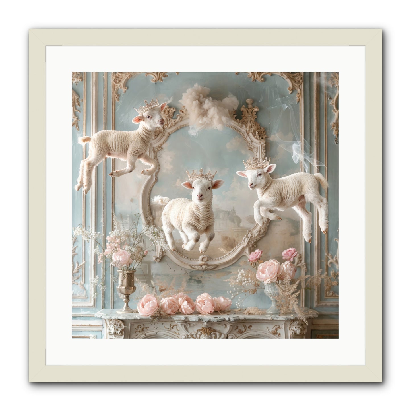 Woolies Whimsy -- Framed Print - White 20x20