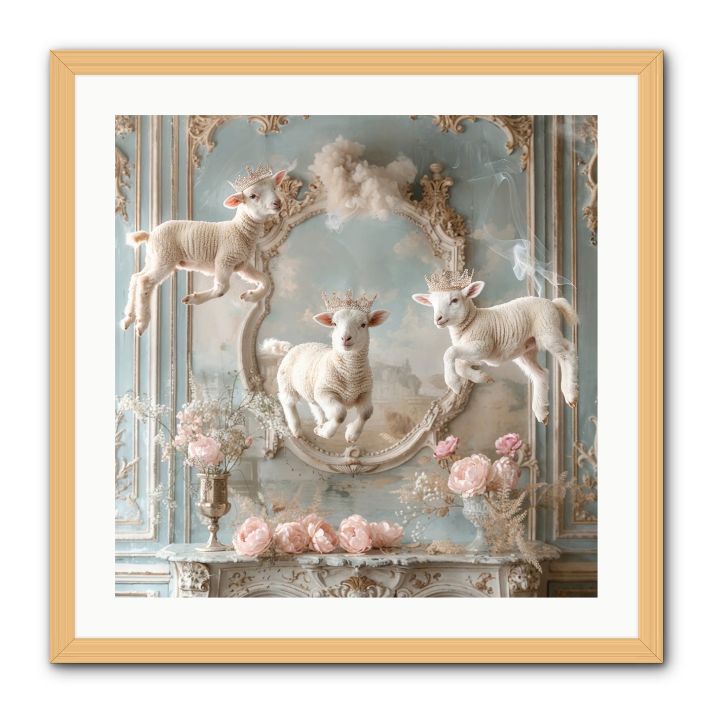 Woolies Whimsy -- Framed Print - Natural 24x24