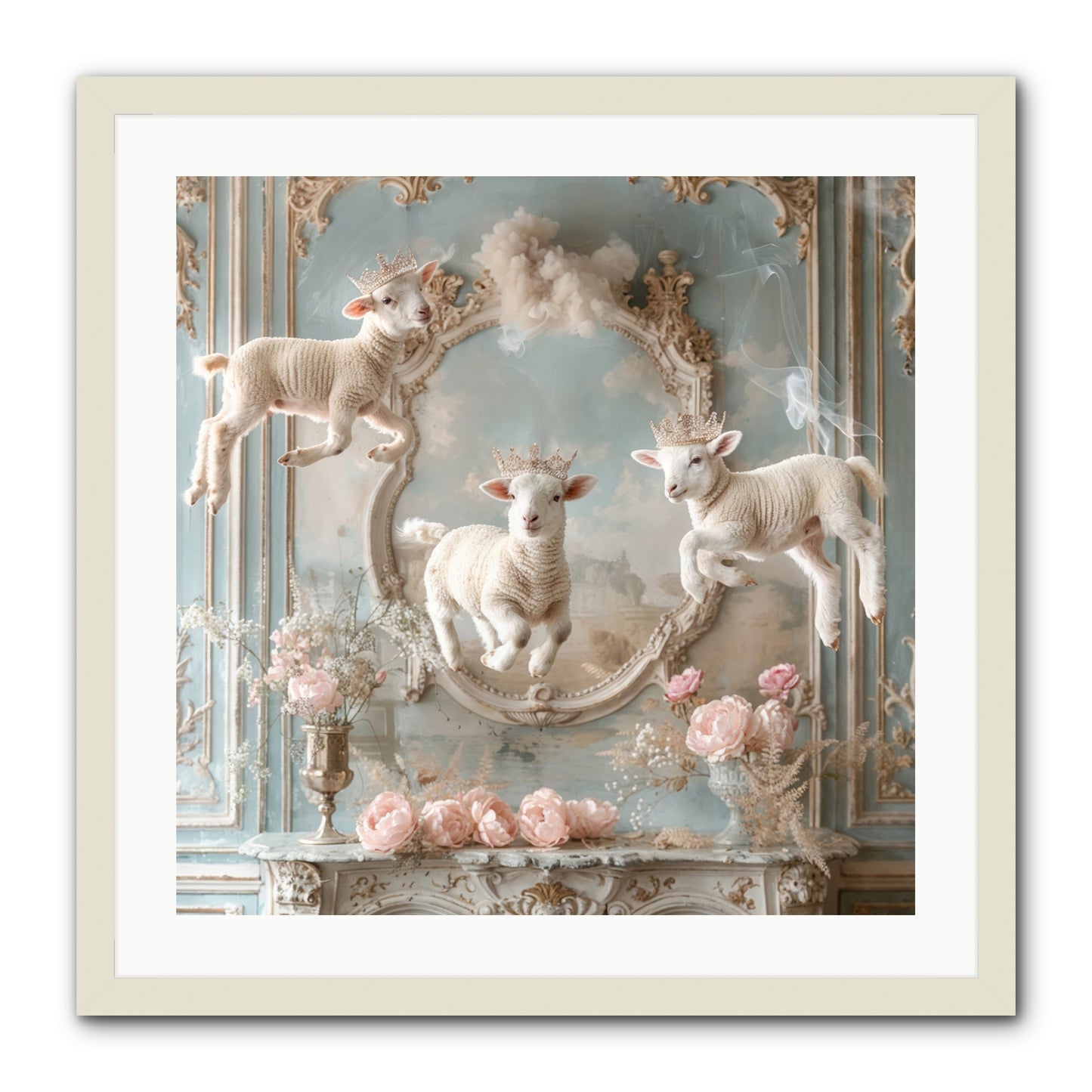 Woolies Whimsy -- Framed Print - White 24x24