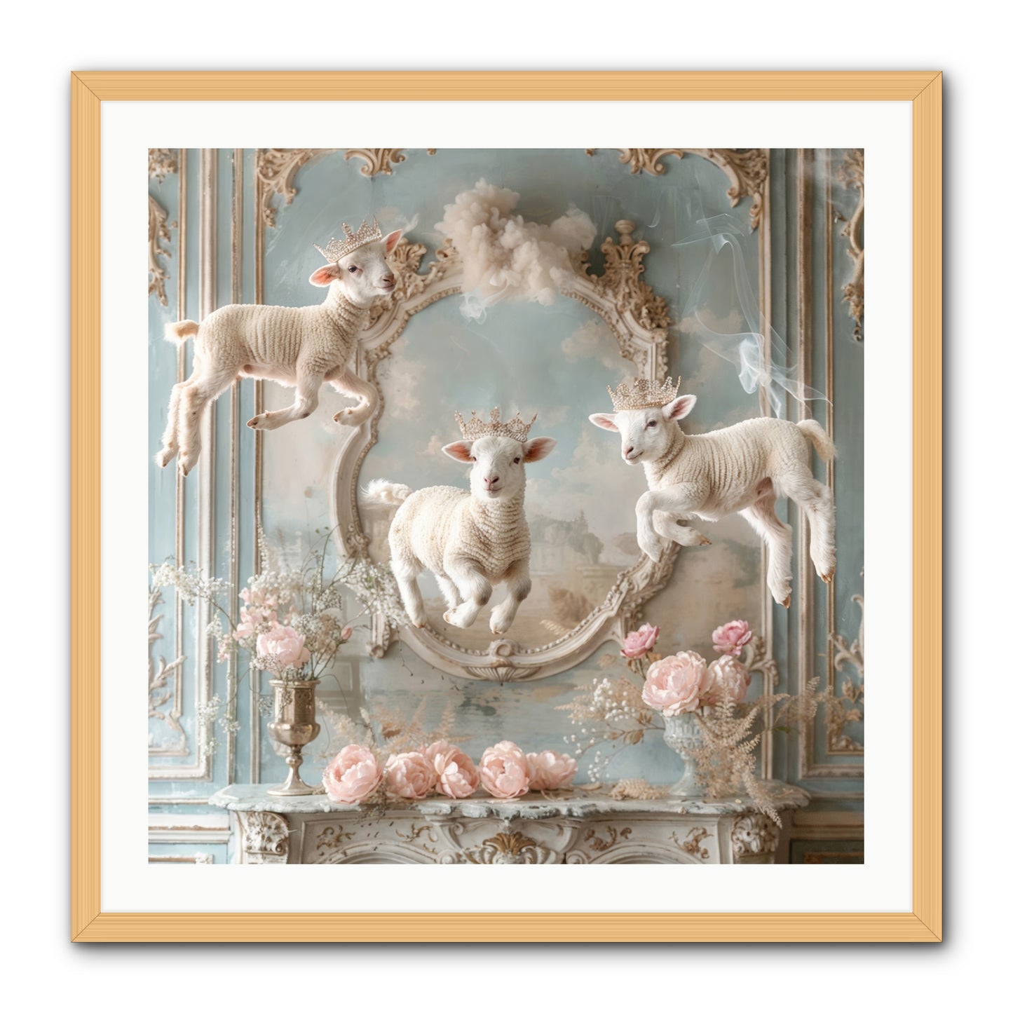 Woolies Whimsy -- Framed Print - Natural 30x30