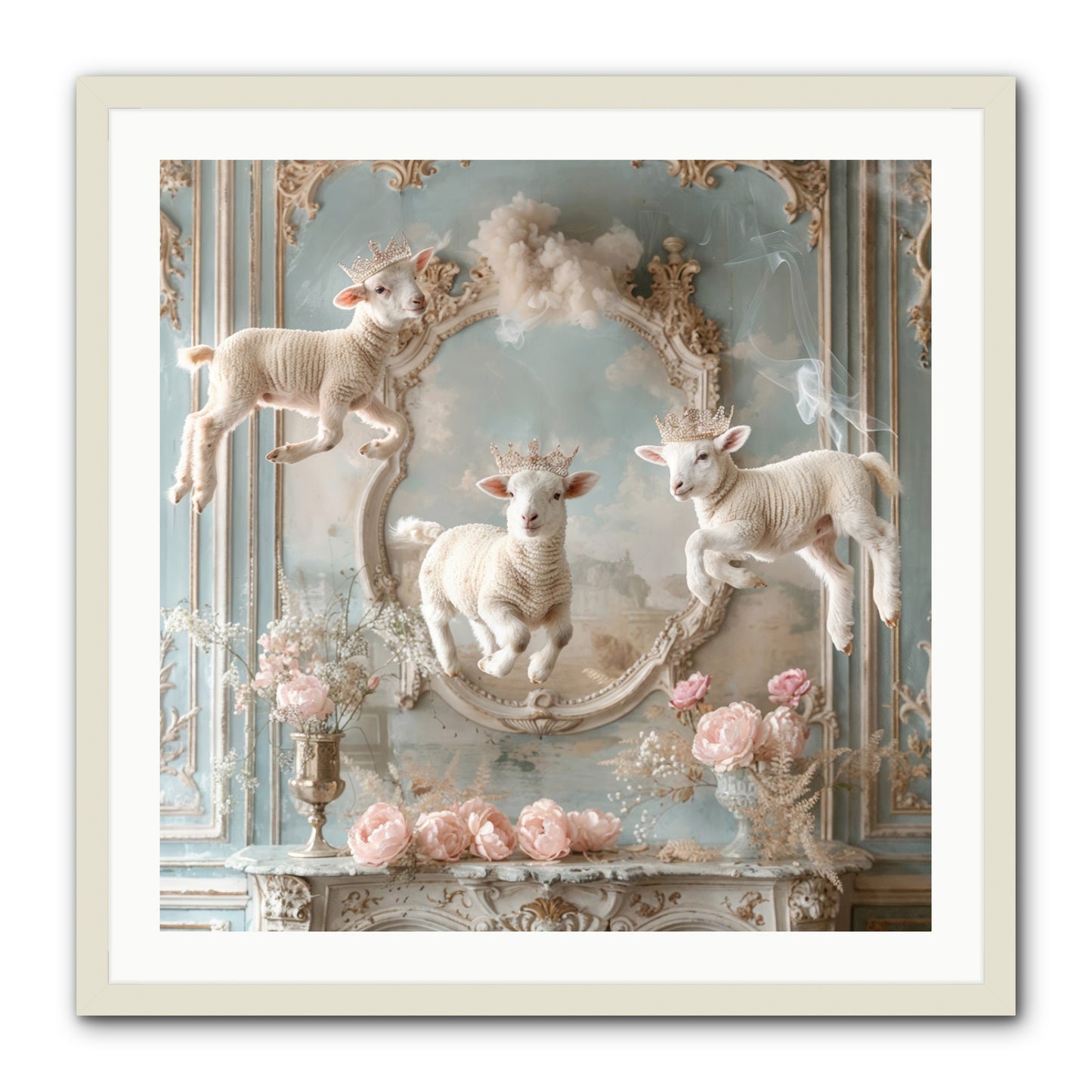 Woolies Whimsy -- Framed Print - White 30x30