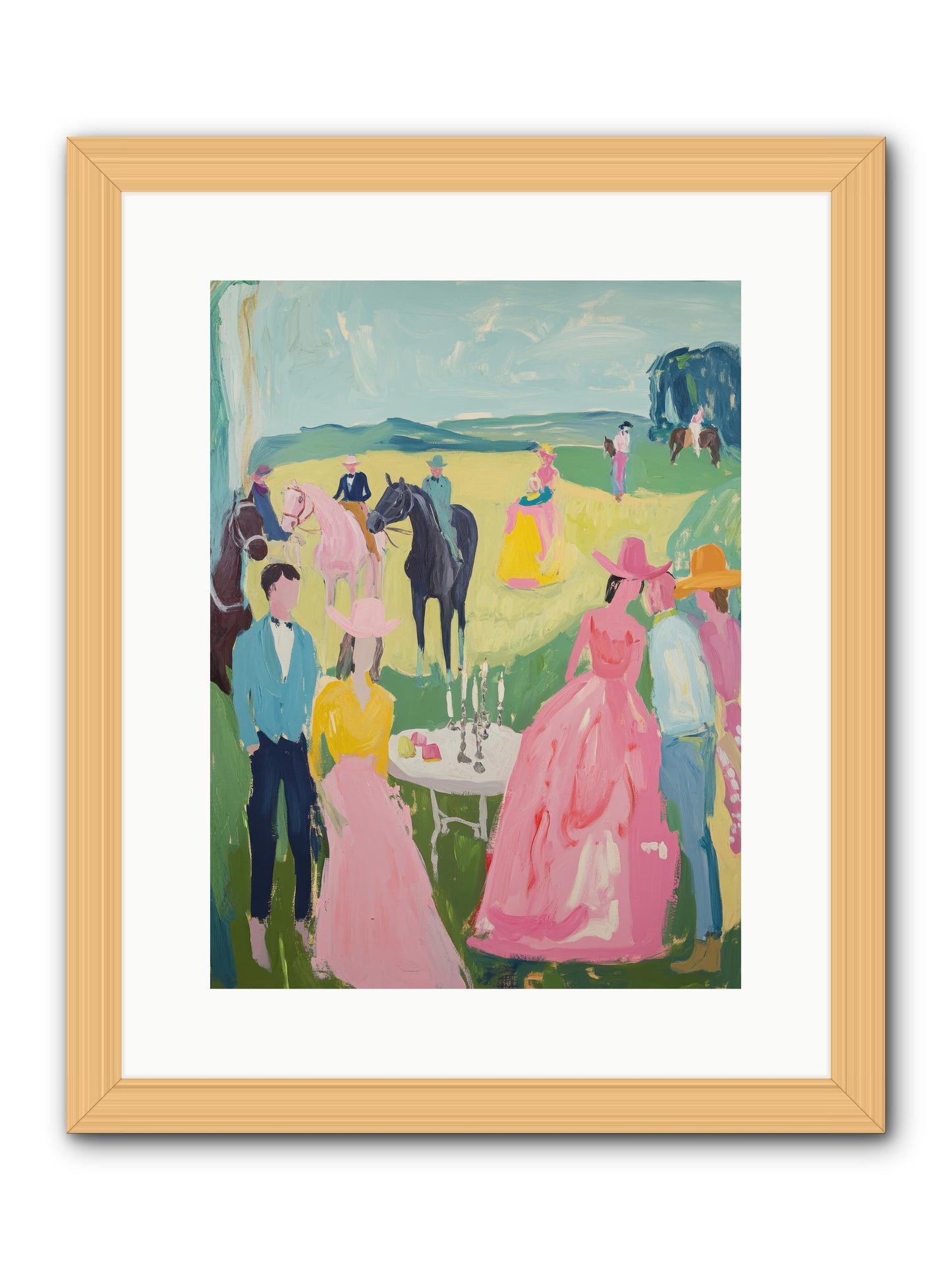 Wrangler's Waltz -- Framed Print - Natural 12x16