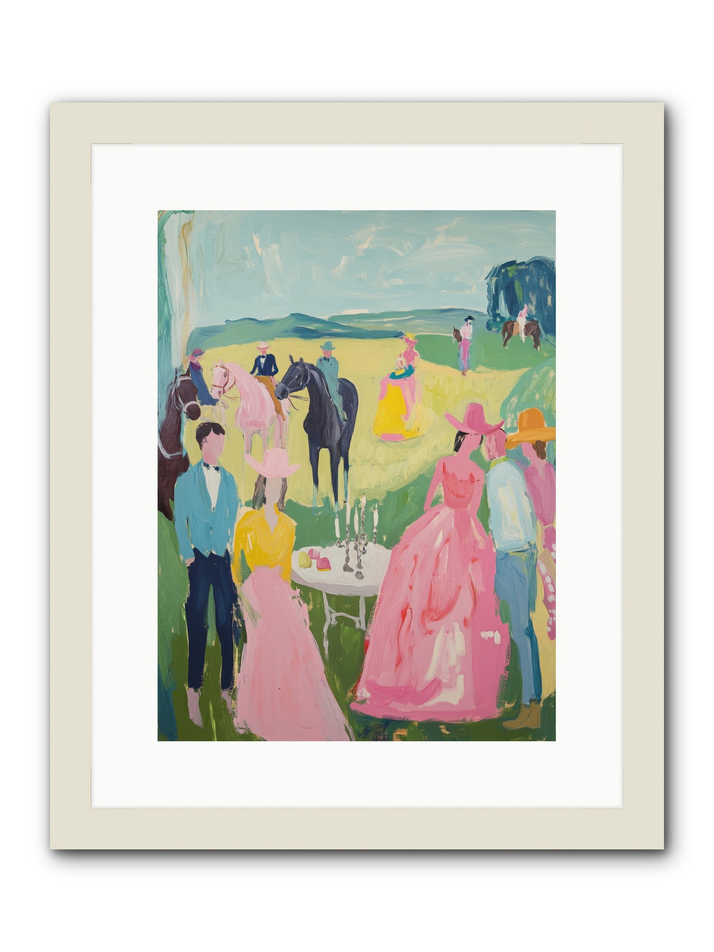 Wrangler's Waltz -- Framed Print - White 12x16