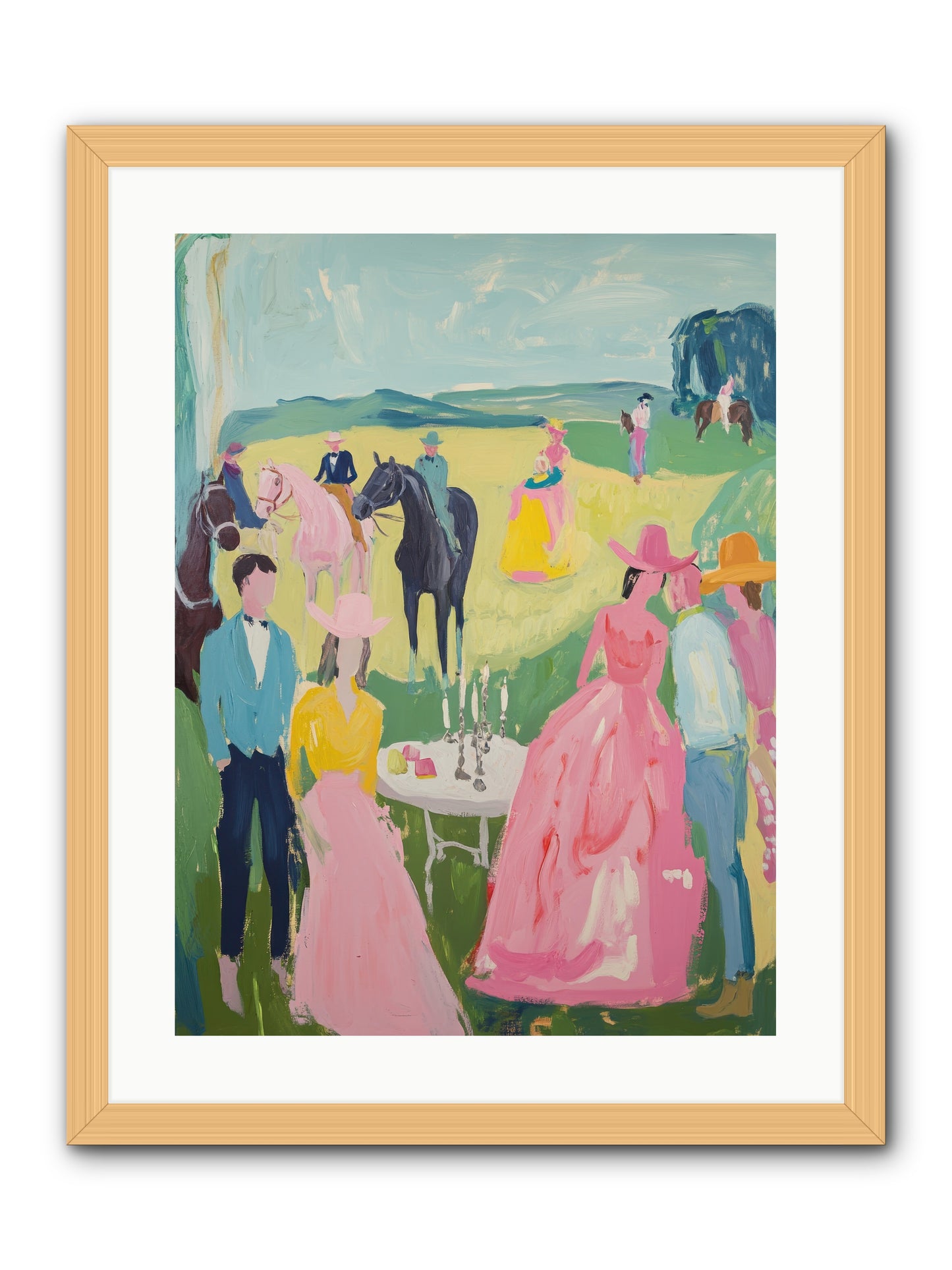 Wrangler's Waltz -- Framed Print - Natural 18x24