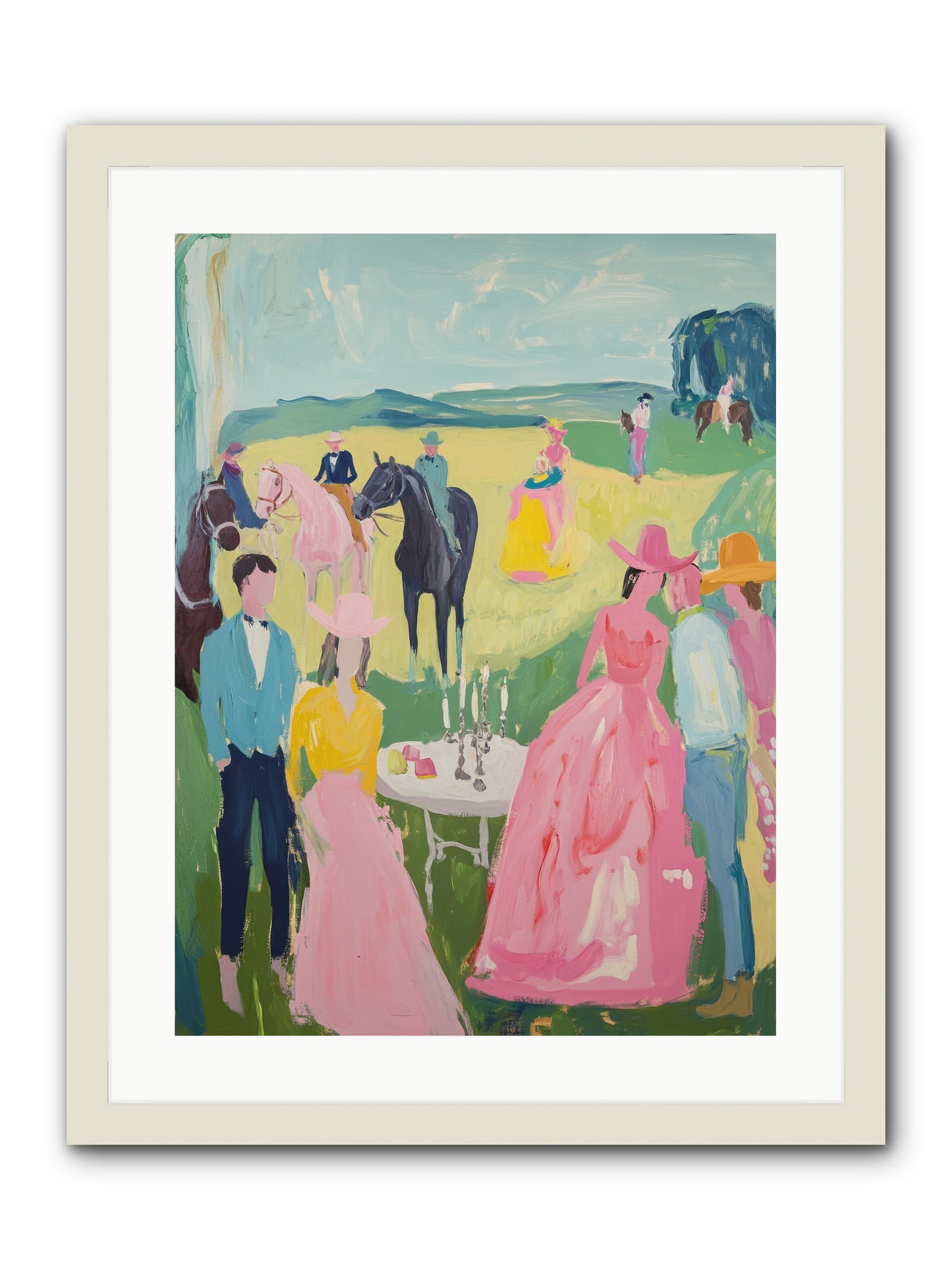 Wrangler's Waltz -- Framed Print - White 18x24