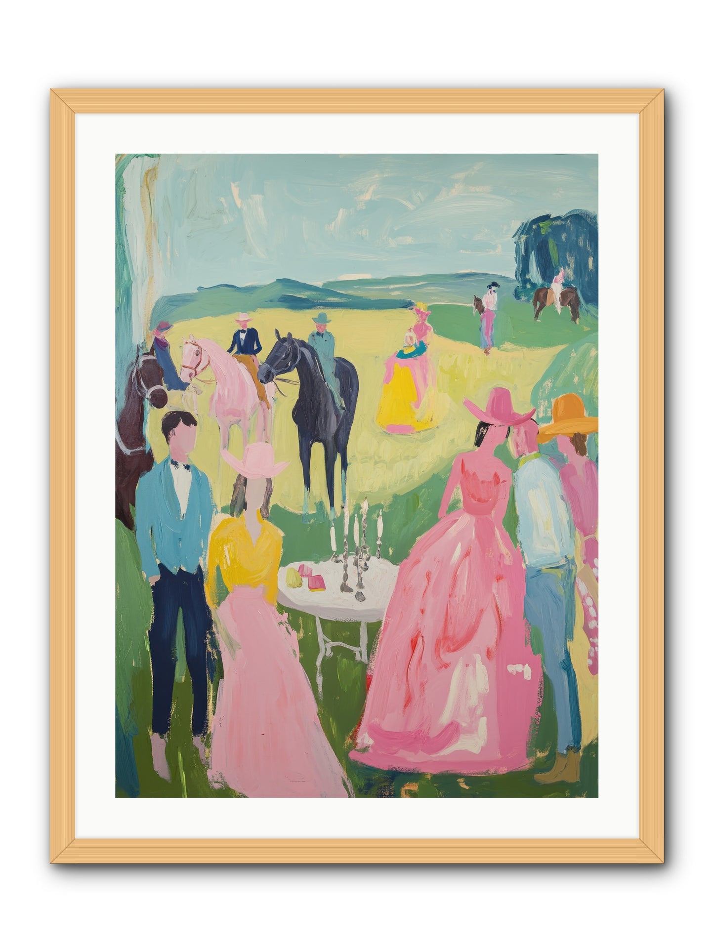 Wrangler's Waltz -- Framed Print - Natural 24x32