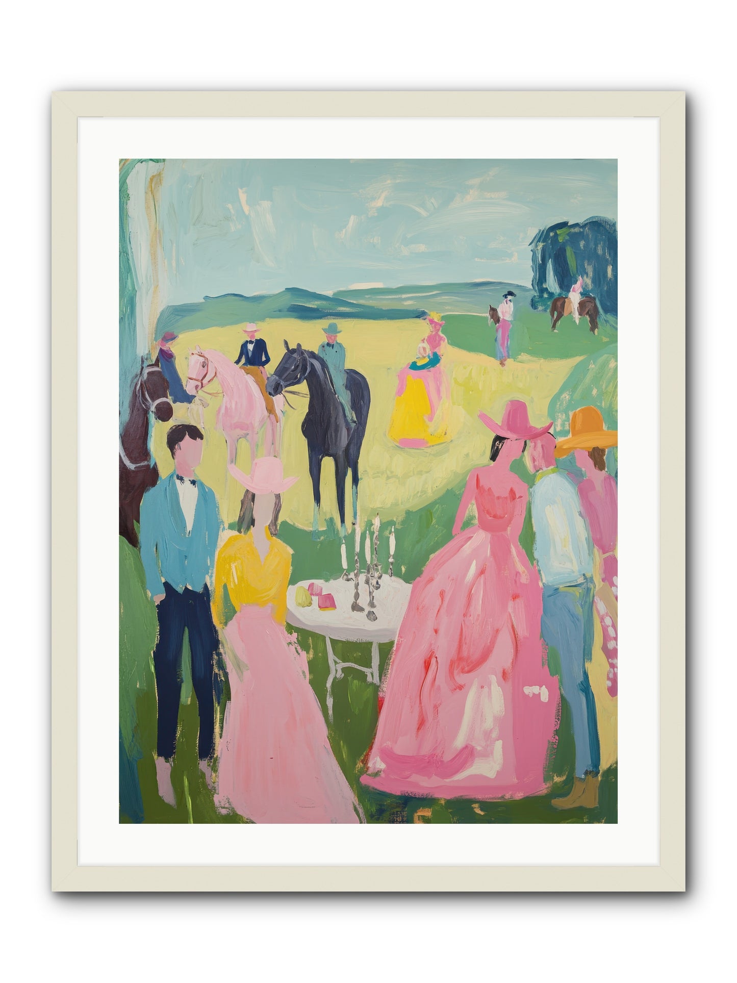 Wrangler's Waltz -- Framed Print - White 24x32
