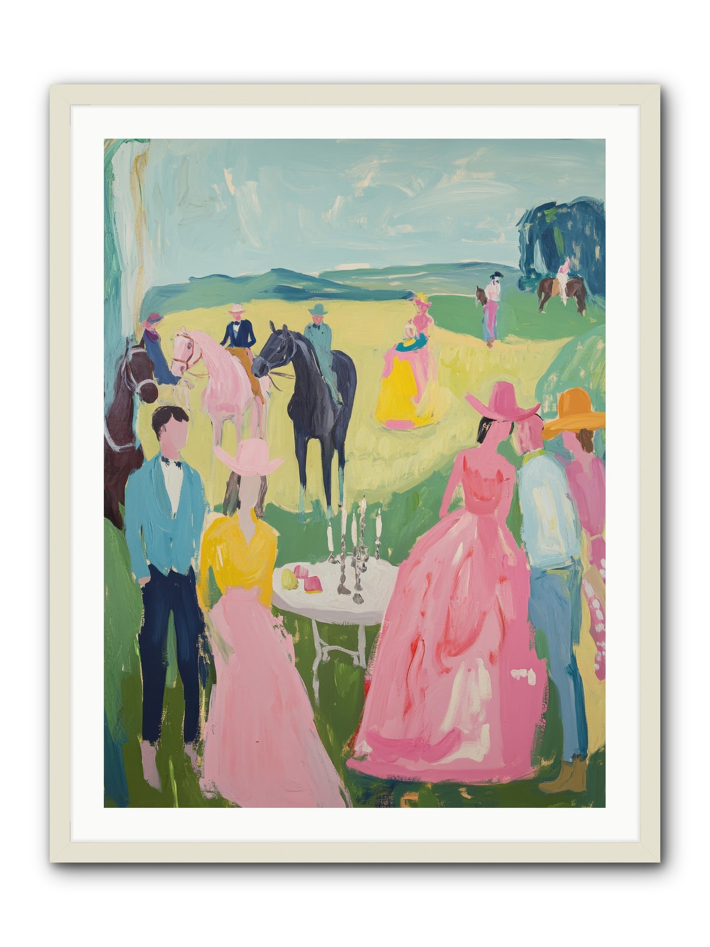 Wrangler's Waltz -- Framed Print - White 30x40