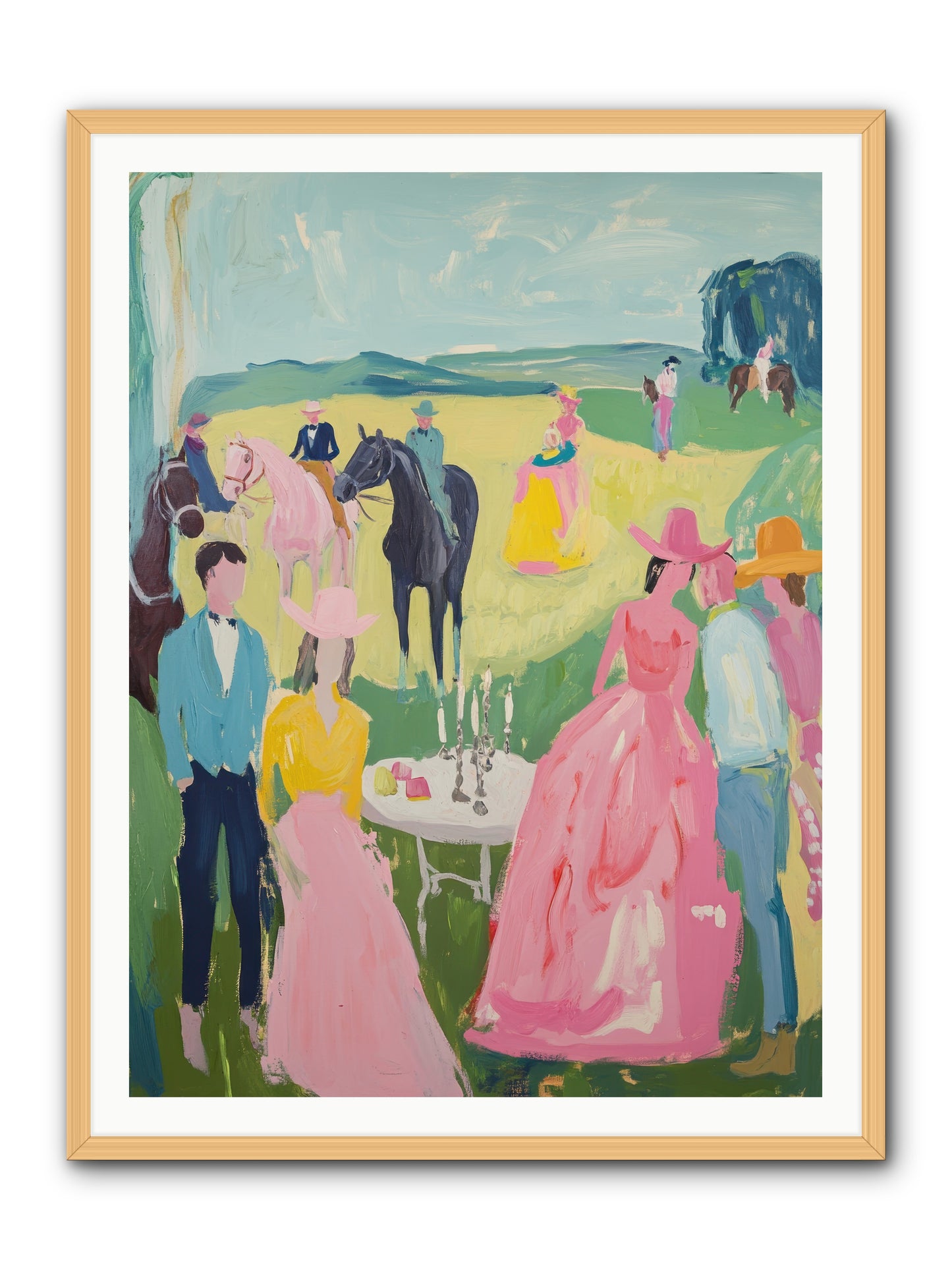 Wrangler's Waltz -- Framed Print - Natural 36x48