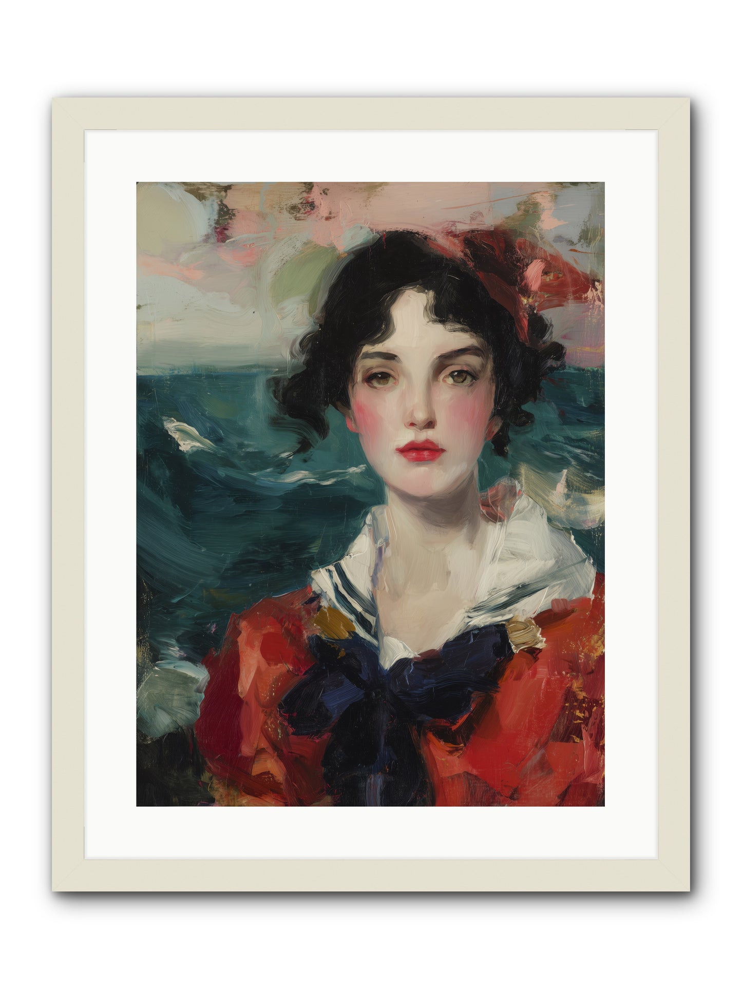 Written in Her Stare -- Framed Print - White 18x24