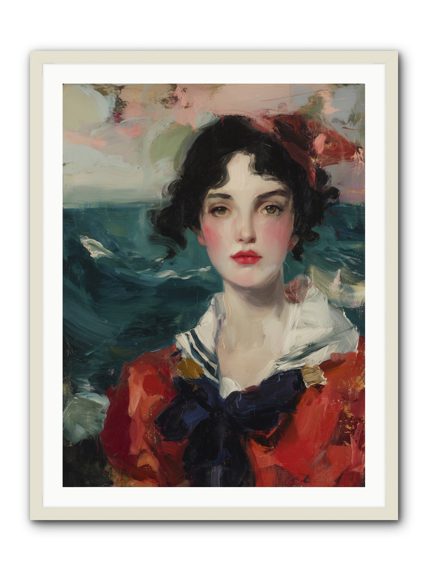 Written in Her Stare -- Framed Print - White 30x40