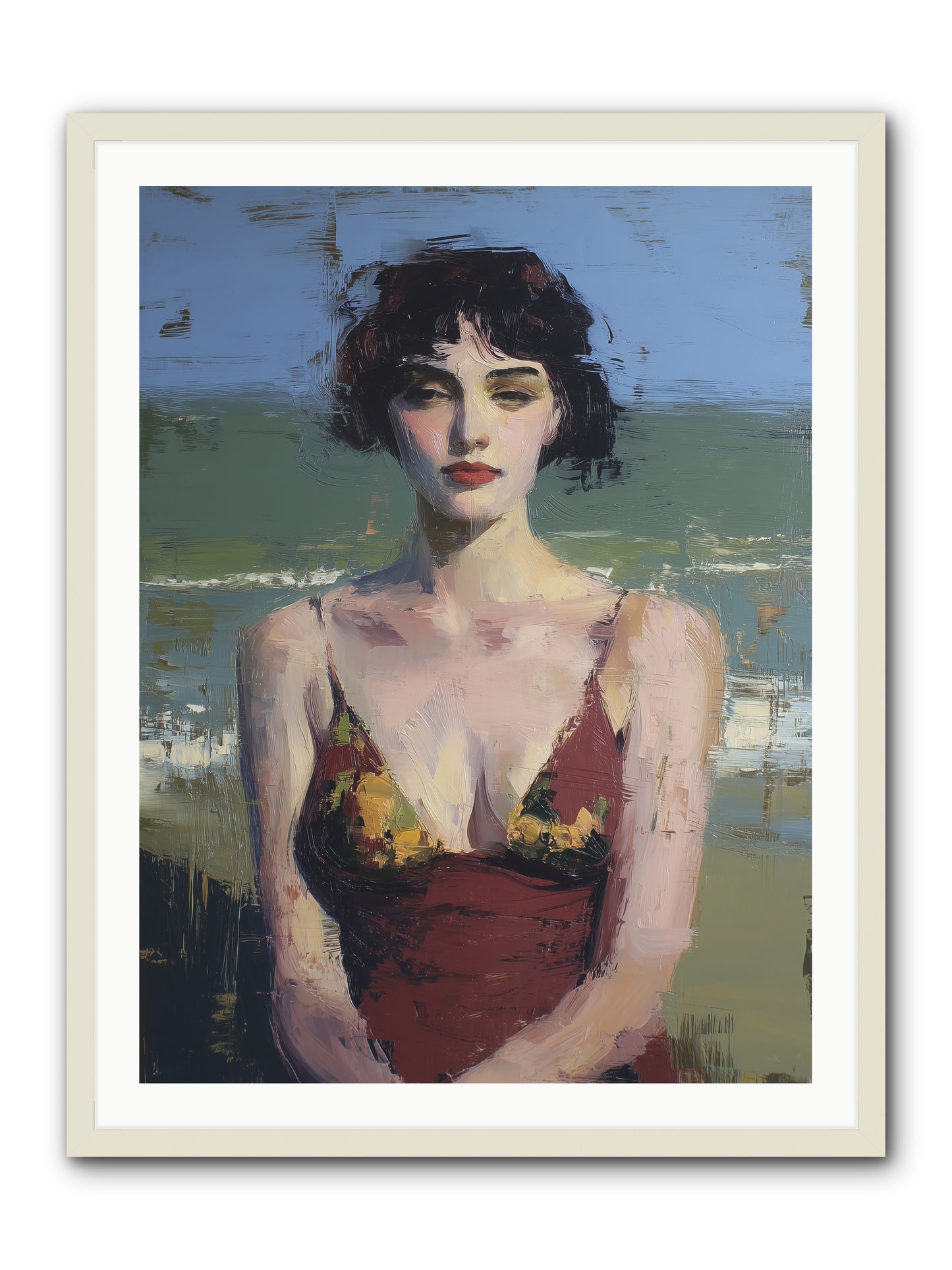 Written in Sand -- Framed Print - White 30x40