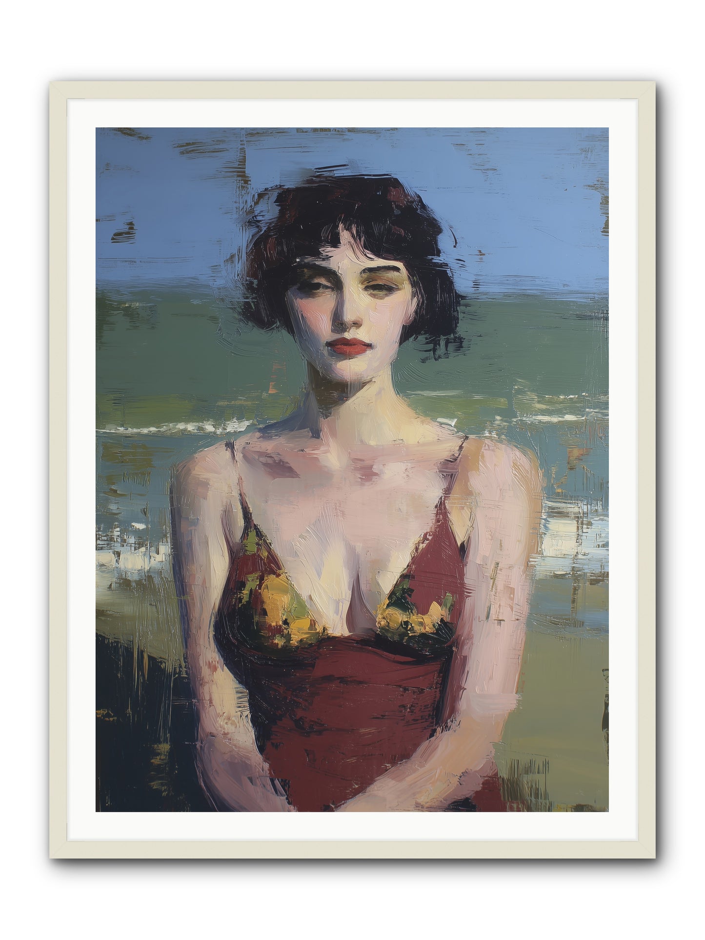 Written in Sand -- Framed Print - White 36x48