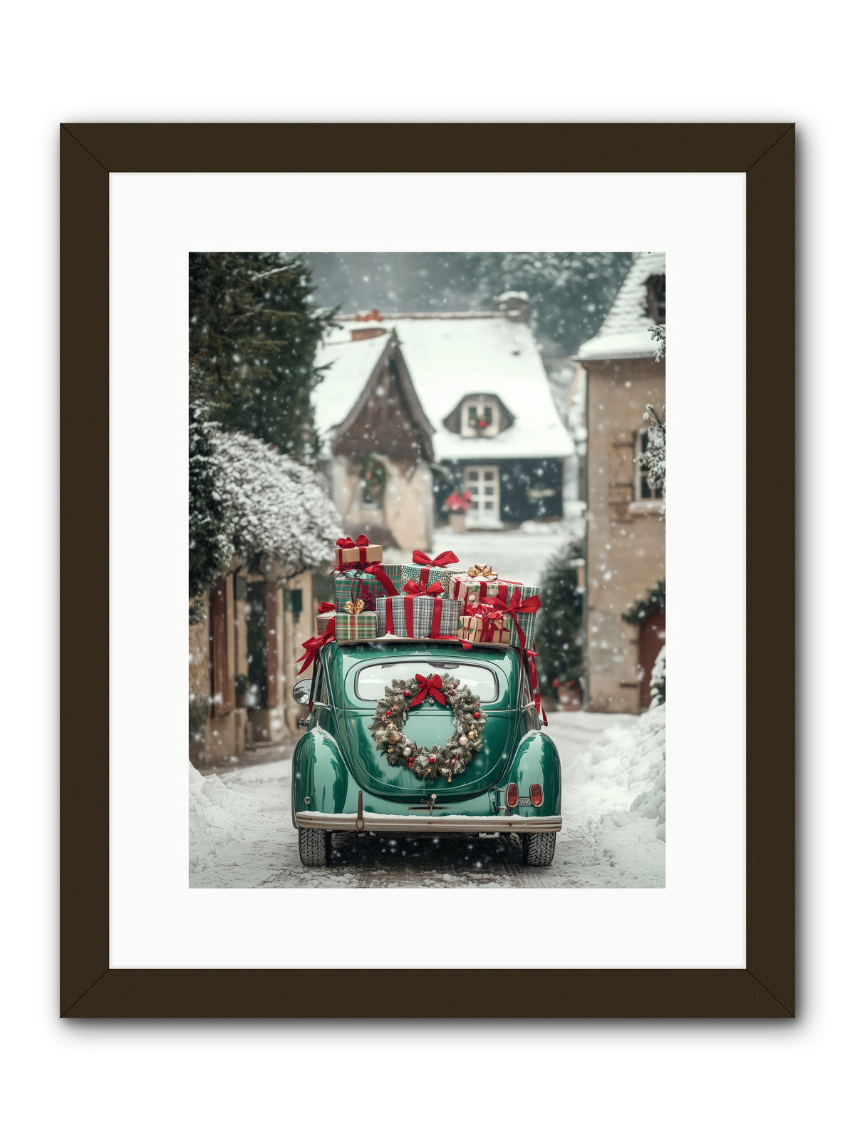 Yuletide Wheels -- Framed Print - Black 12x16