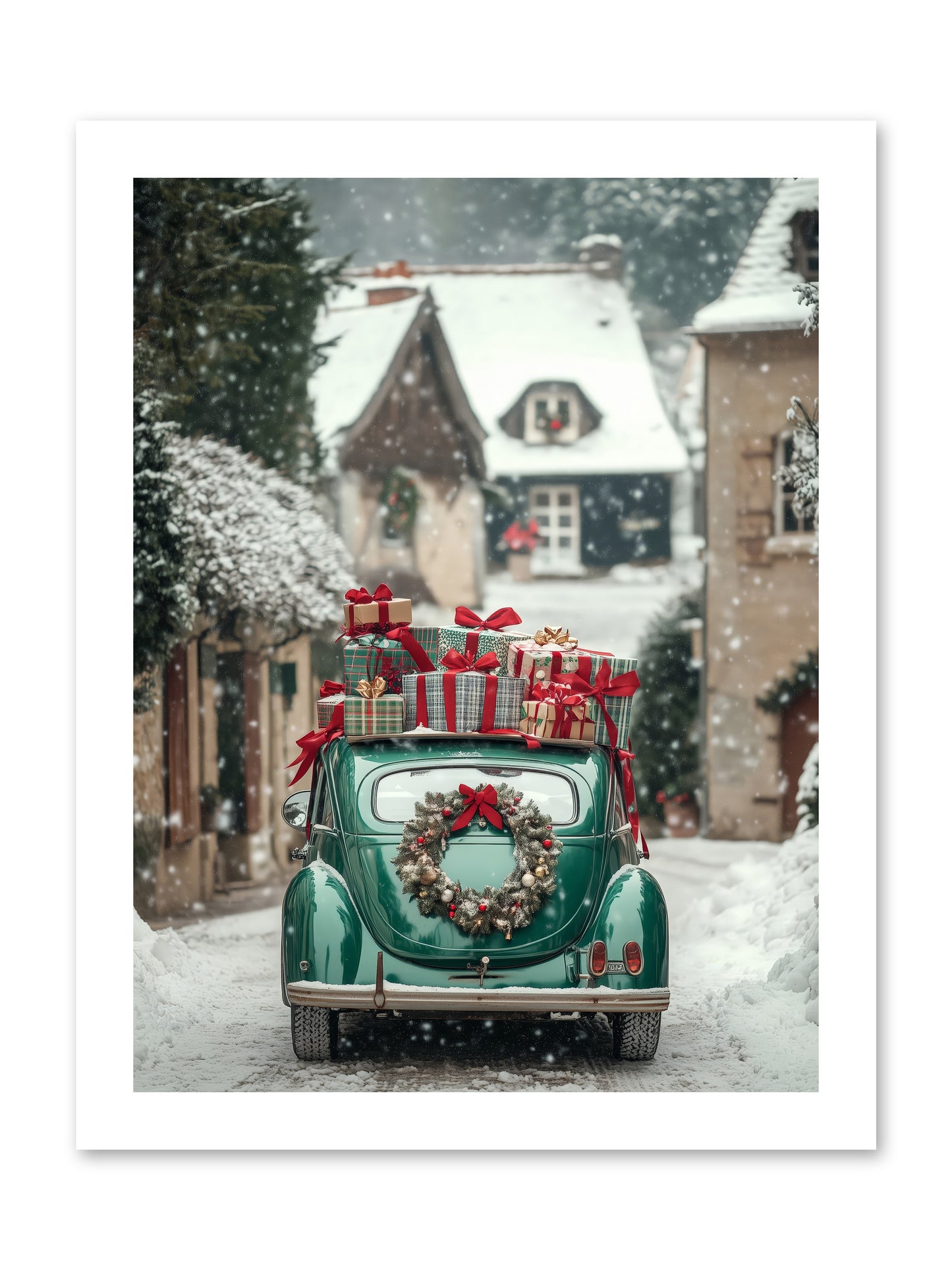 Yuletide Wheels -- Paper Print 12x16