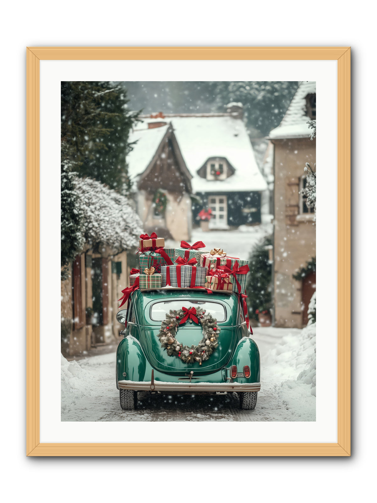 Yuletide Wheels -- Framed Print - Natural 24x32