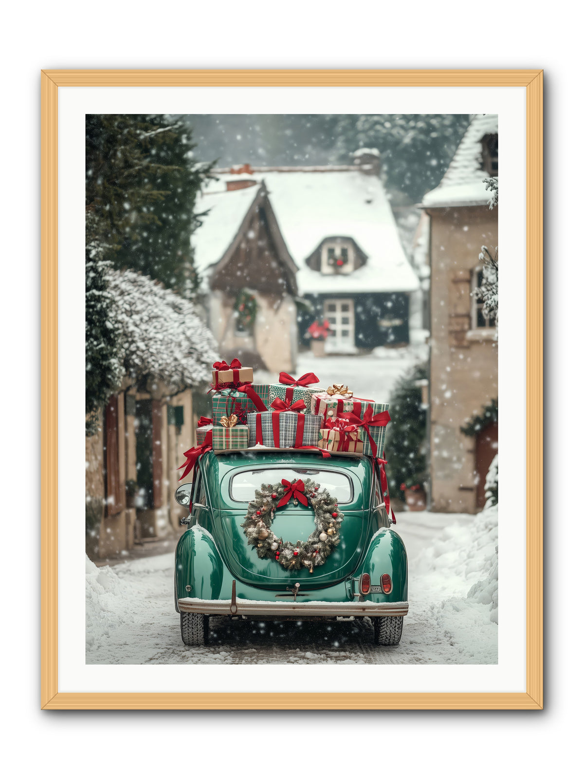 Yuletide Wheels -- Framed Print - Natural 30x40
