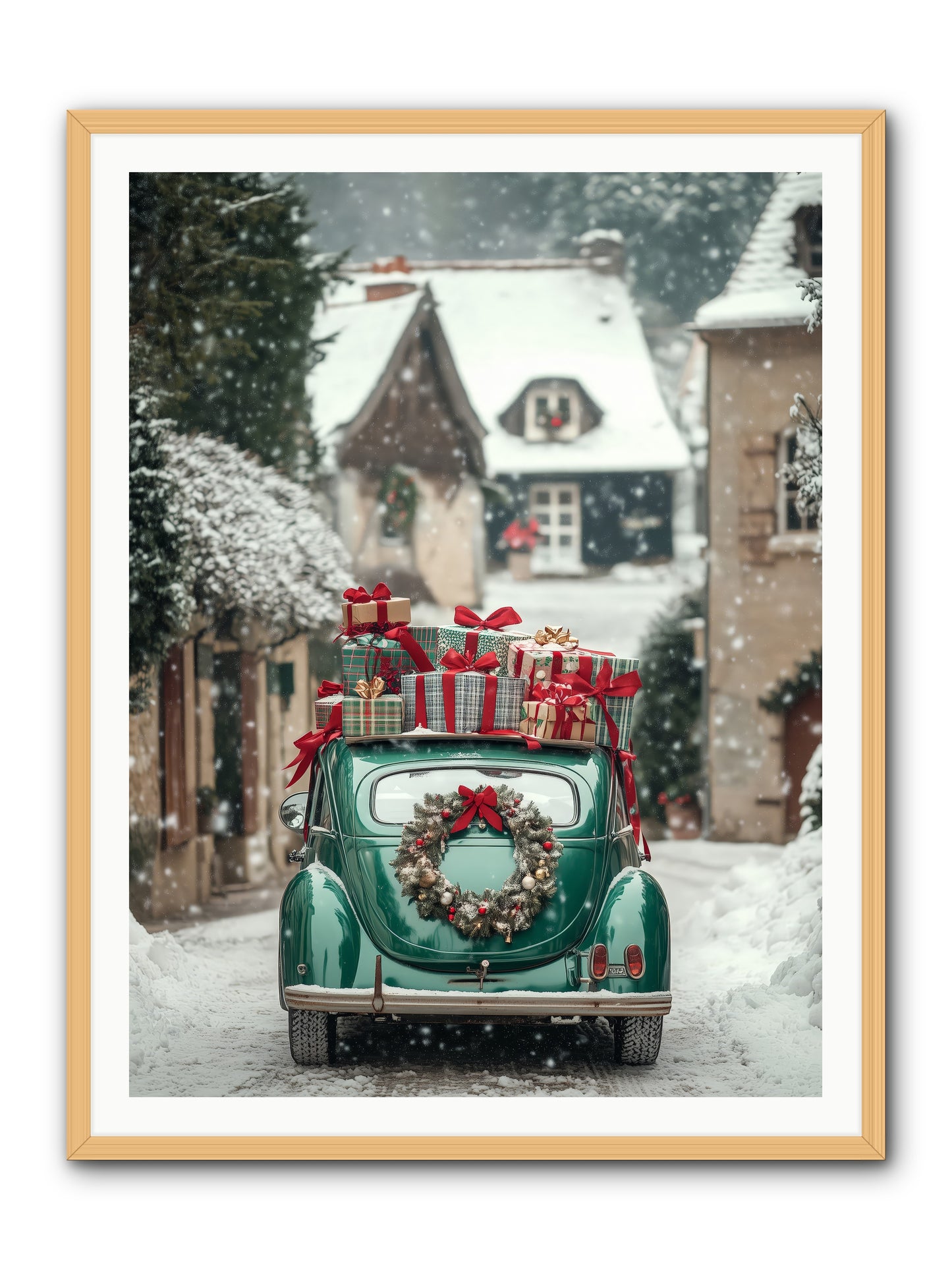 Yuletide Wheels -- Framed Print - Natural 36x48