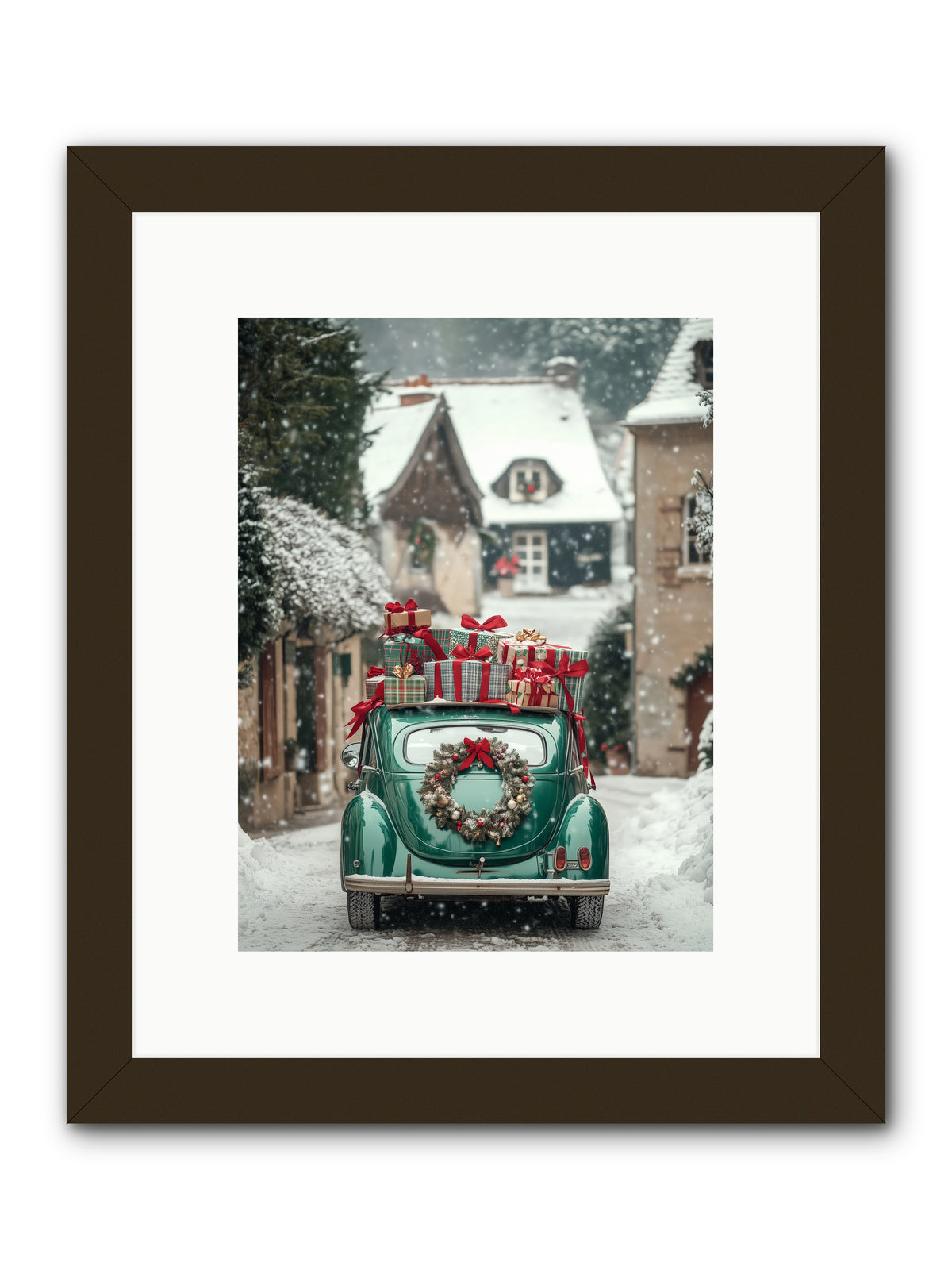 Yuletide Wheels -- Framed Print - Black 9x12