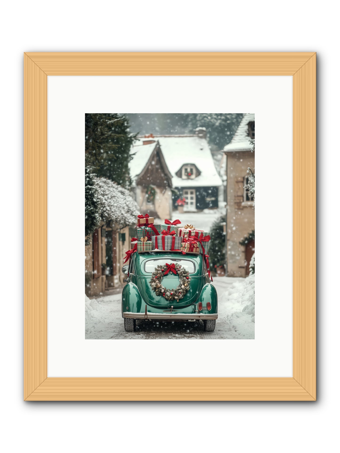 Yuletide Wheels -- Framed Print - Natural 9x12