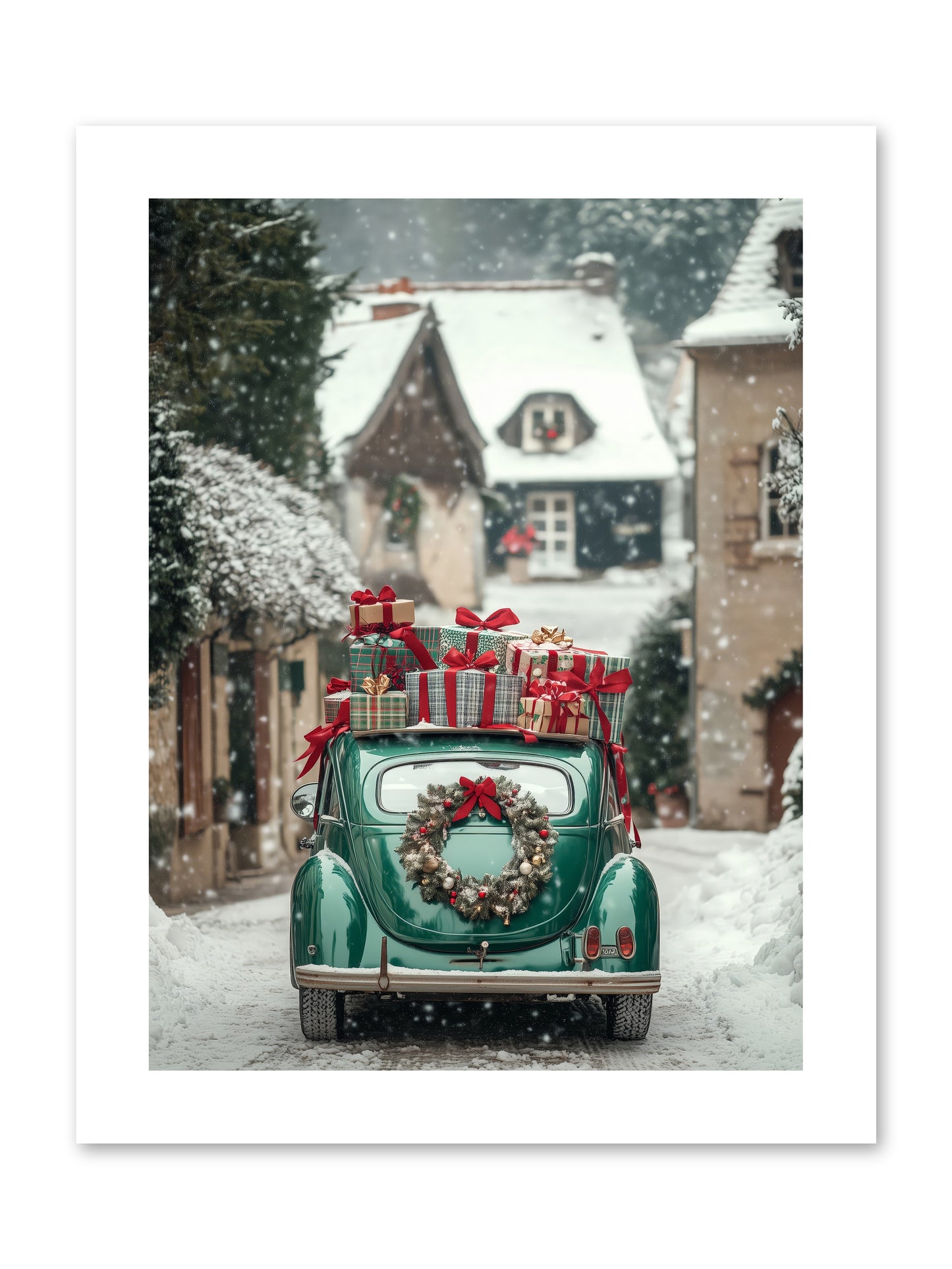Yuletide Wheels -- Loose Canvas Print 9x12