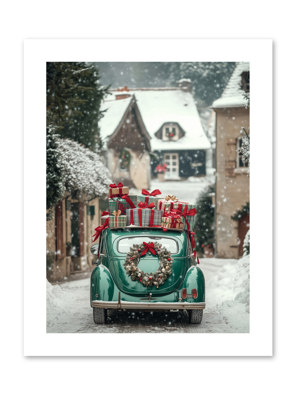 Yuletide Wheels -- Paper Print 9x12