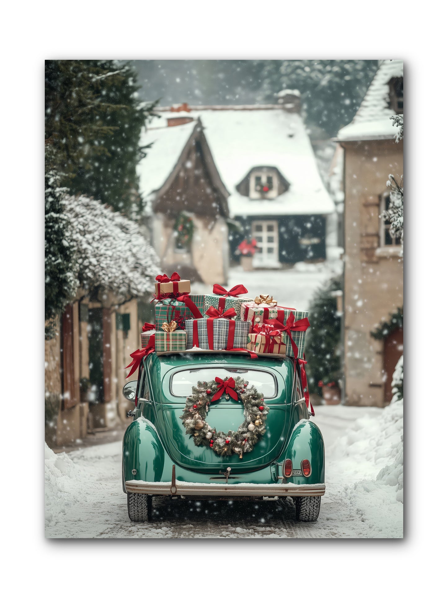 Yuletide Wheels -- Wrapped Canvas 9x12