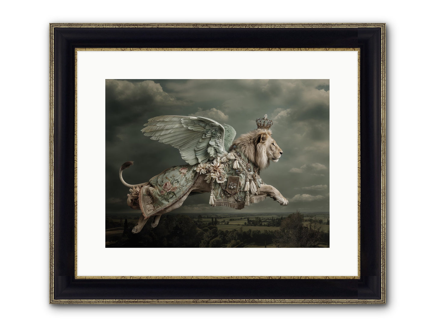 A Diary Left In Moonlight Framed Print - Black & Gold 16x12