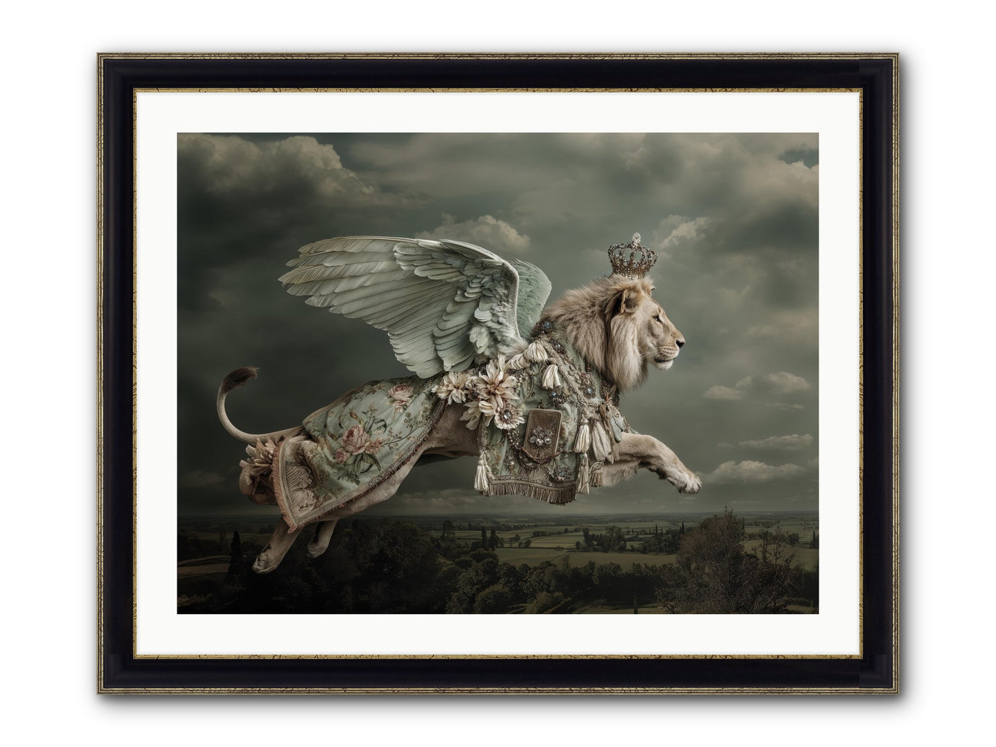 A Diary Left In Moonlight Framed Print - Black & Gold 32x24