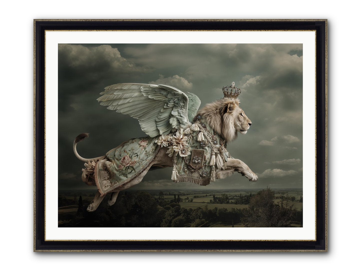 A Diary Left In Moonlight Framed Print - Black & Gold 40x30