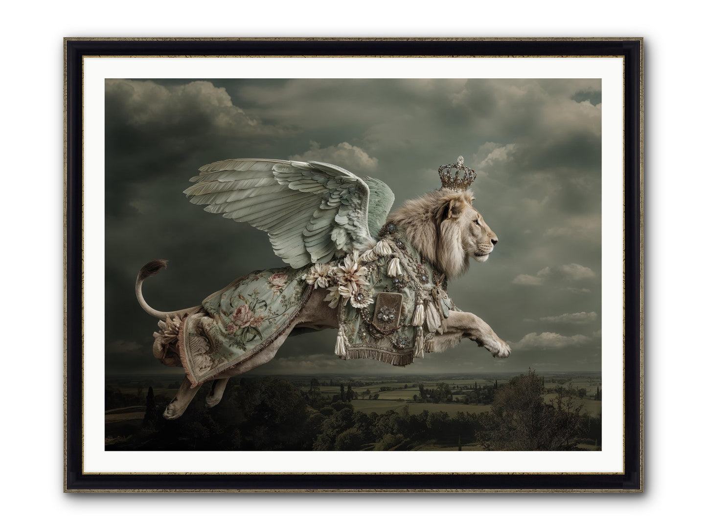 A Diary Left In Moonlight Framed Print - Black & Gold 48x36