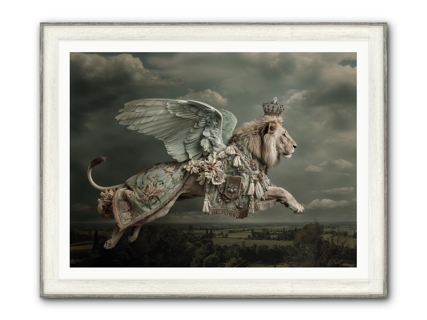 A Diary Left In Moonlight Framed Print - Driftwood White 48x36