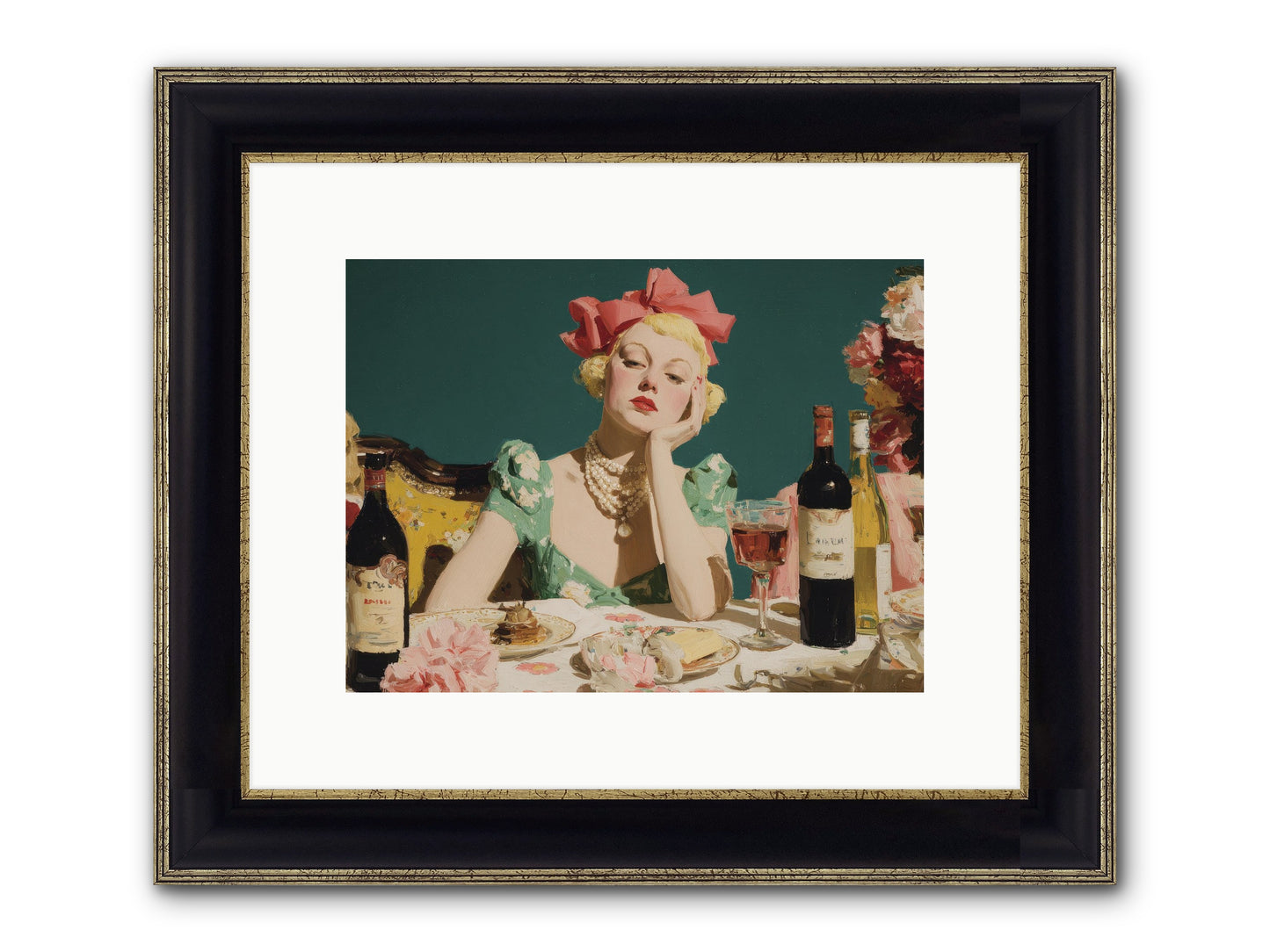A Feast Made For One Framed Print - Black & Gold 12x9