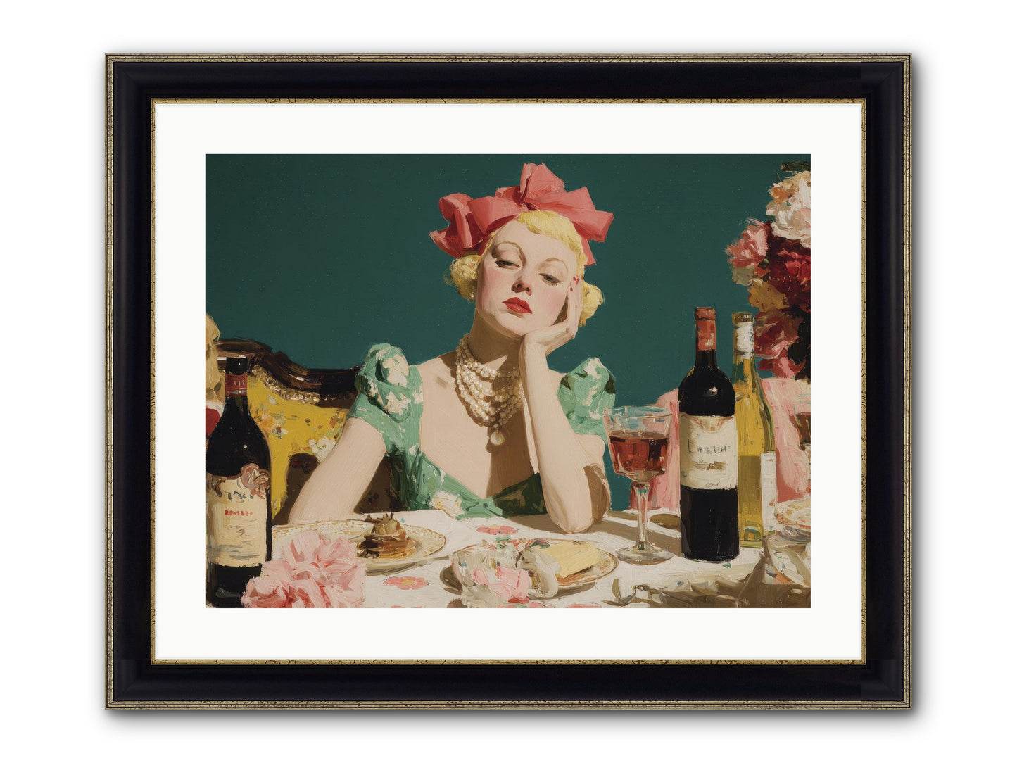 A Feast Made For One Framed Print - Black & Gold 24x18