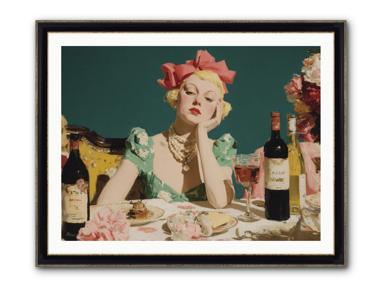 A Feast Made For One Framed Print - Black & Gold 40x30