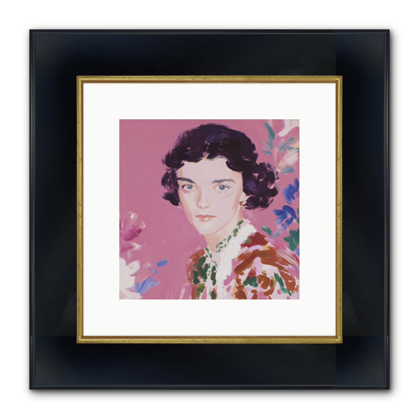A Gentle Turn Framed Print - Wide Black w/Gold 10x10