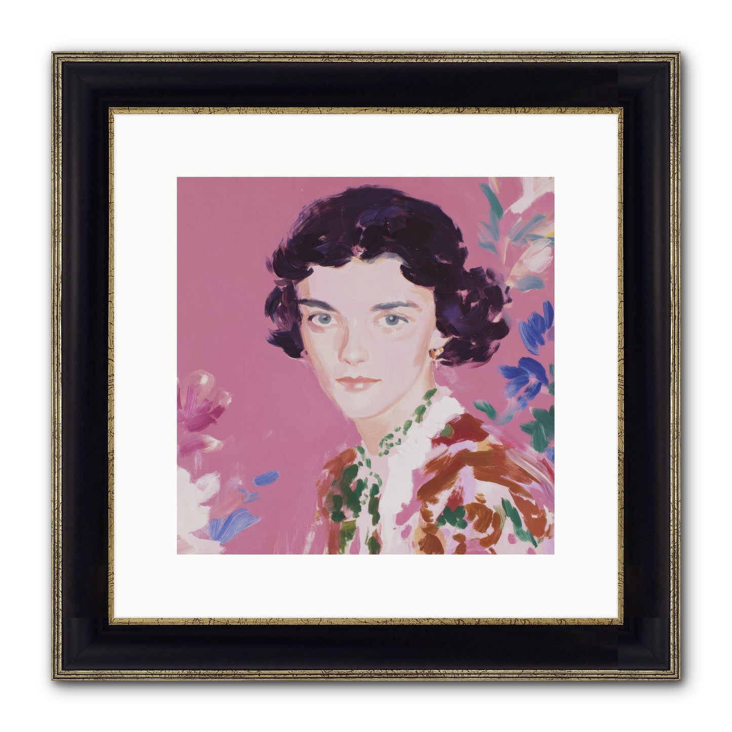 A Gentle Turn Framed Print - Black & Gold 12x12