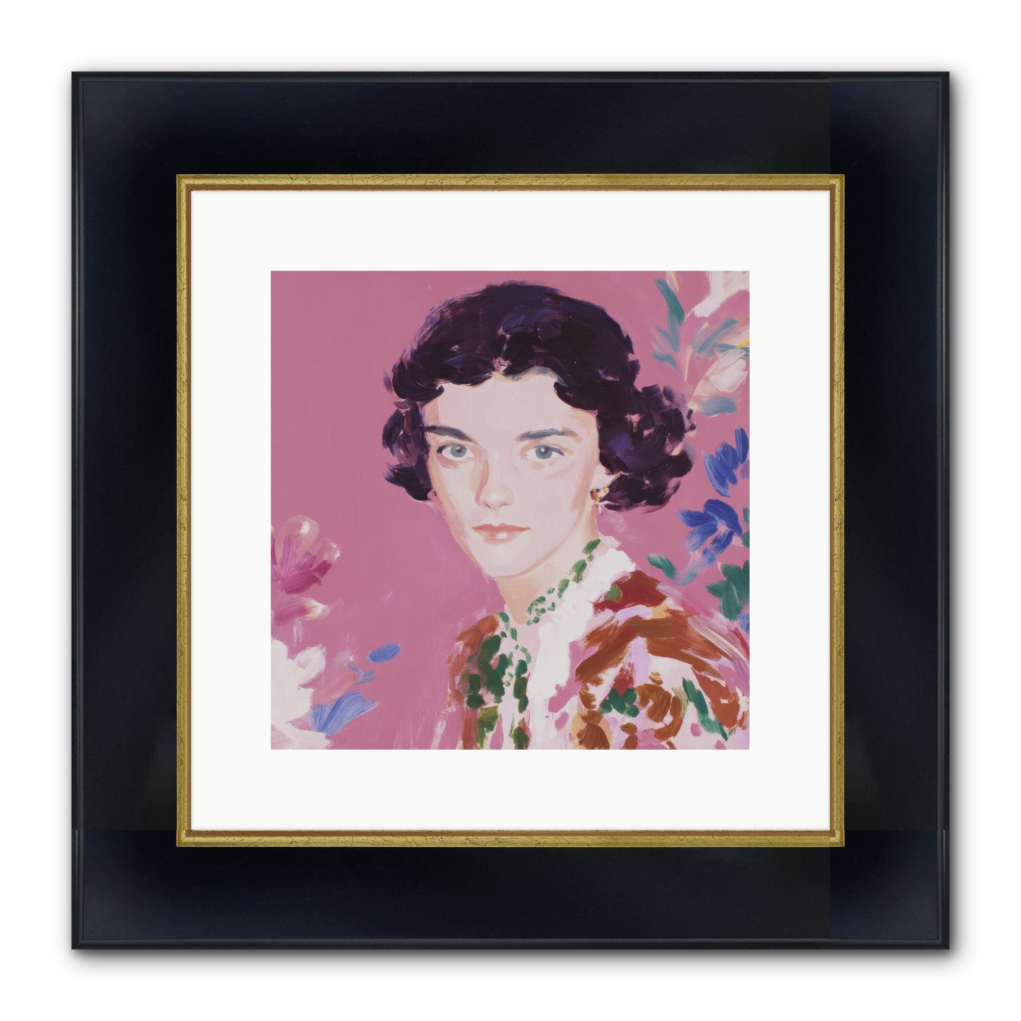 A Gentle Turn Framed Print - Wide Black w/Gold 12x12