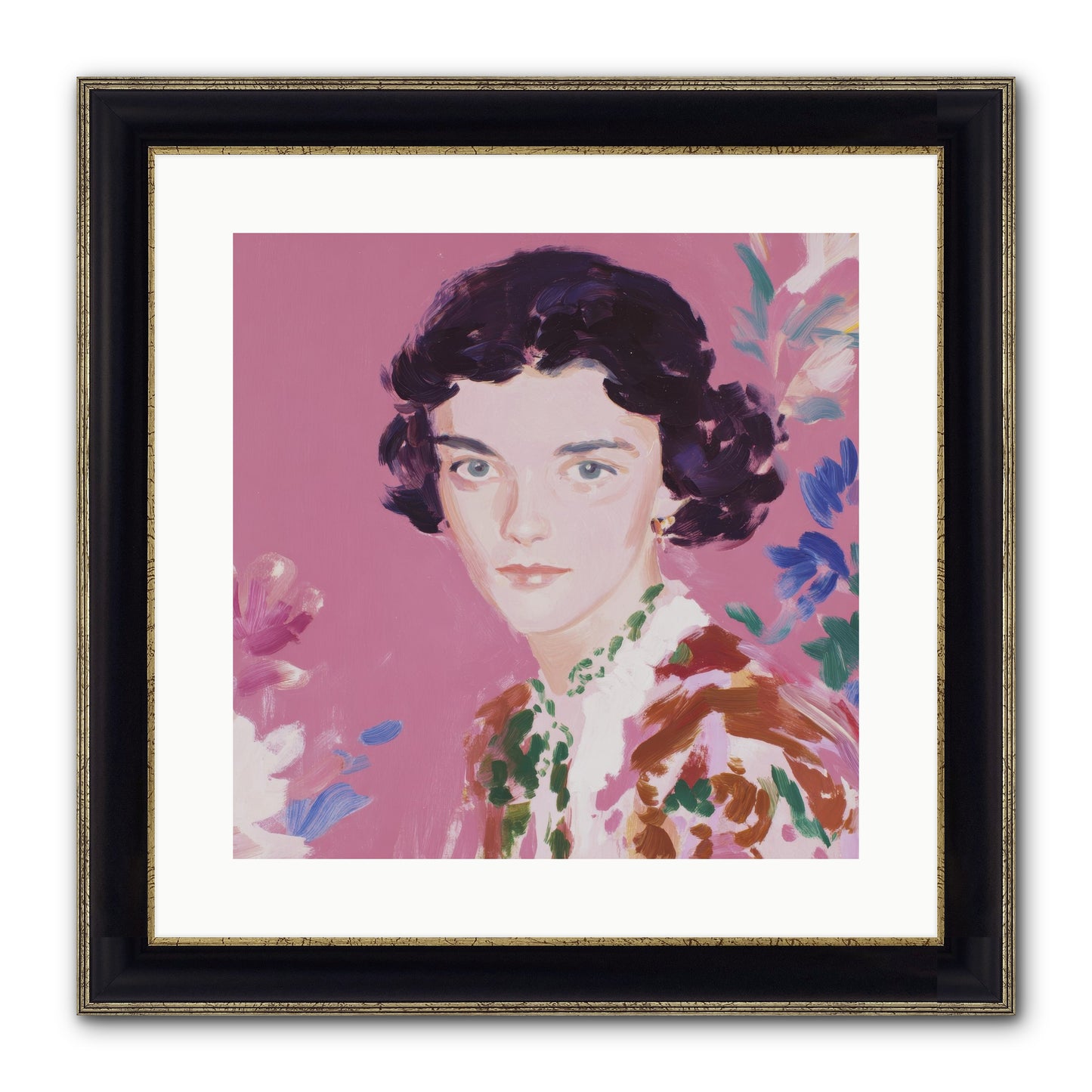 A Gentle Turn Framed Print - Black & Gold 16x16