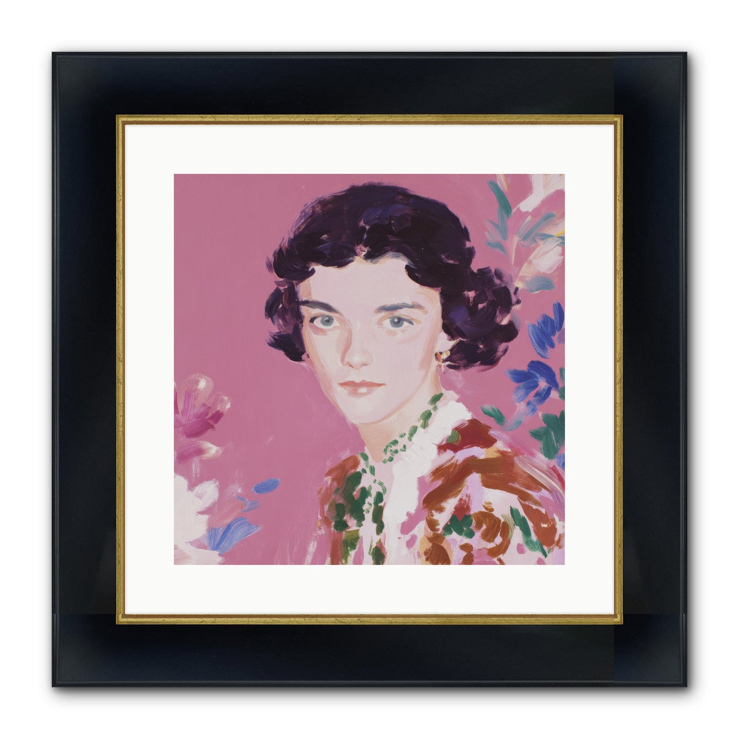 A Gentle Turn Framed Print - Wide Black w/Gold 16x16