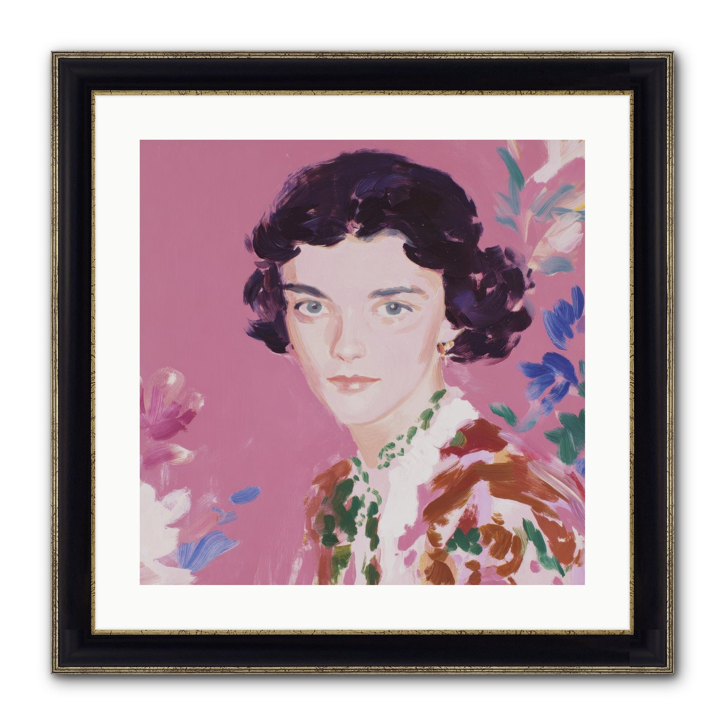 A Gentle Turn Framed Print - Black & Gold 20x20