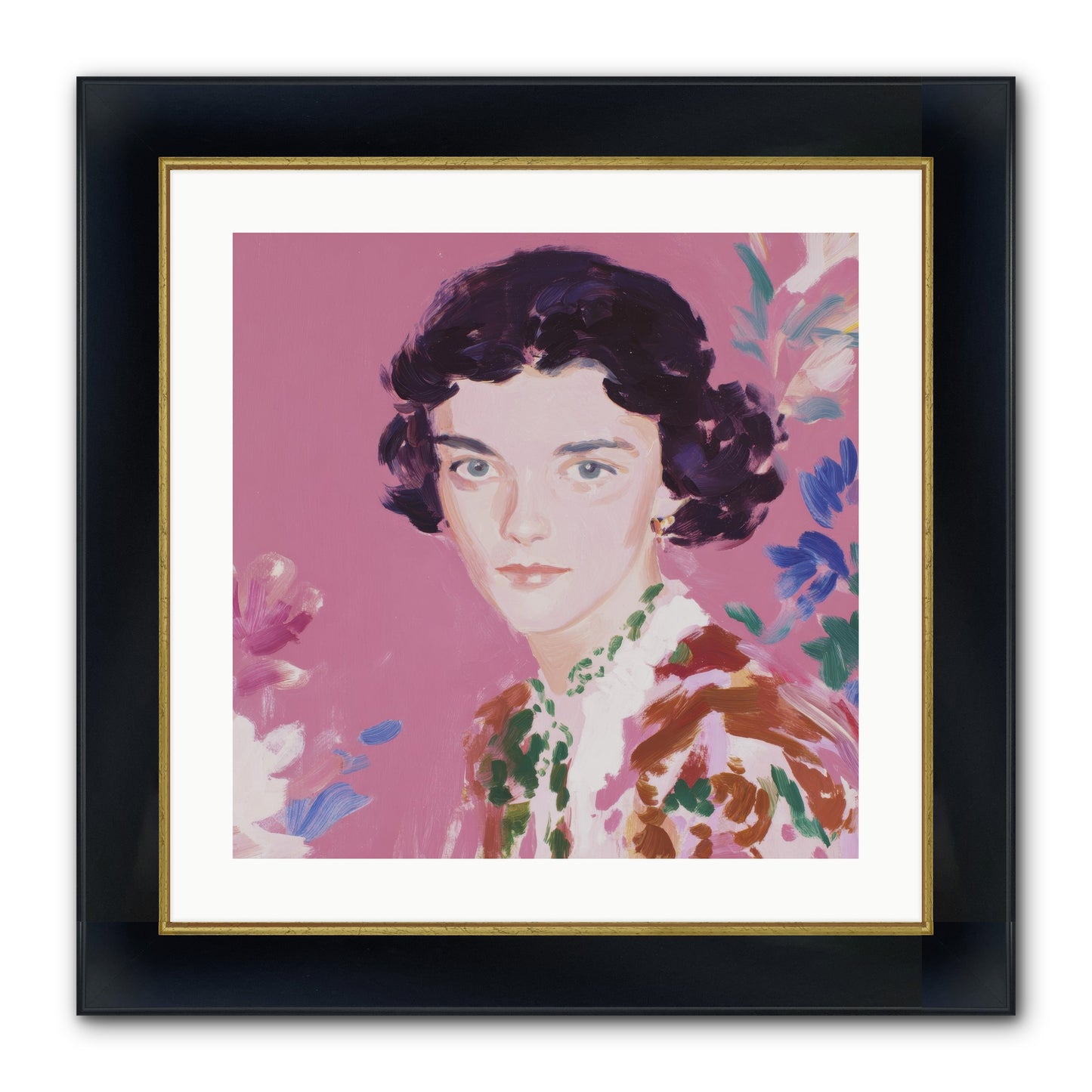 A Gentle Turn Framed Print - Wide Black w/Gold 20x20
