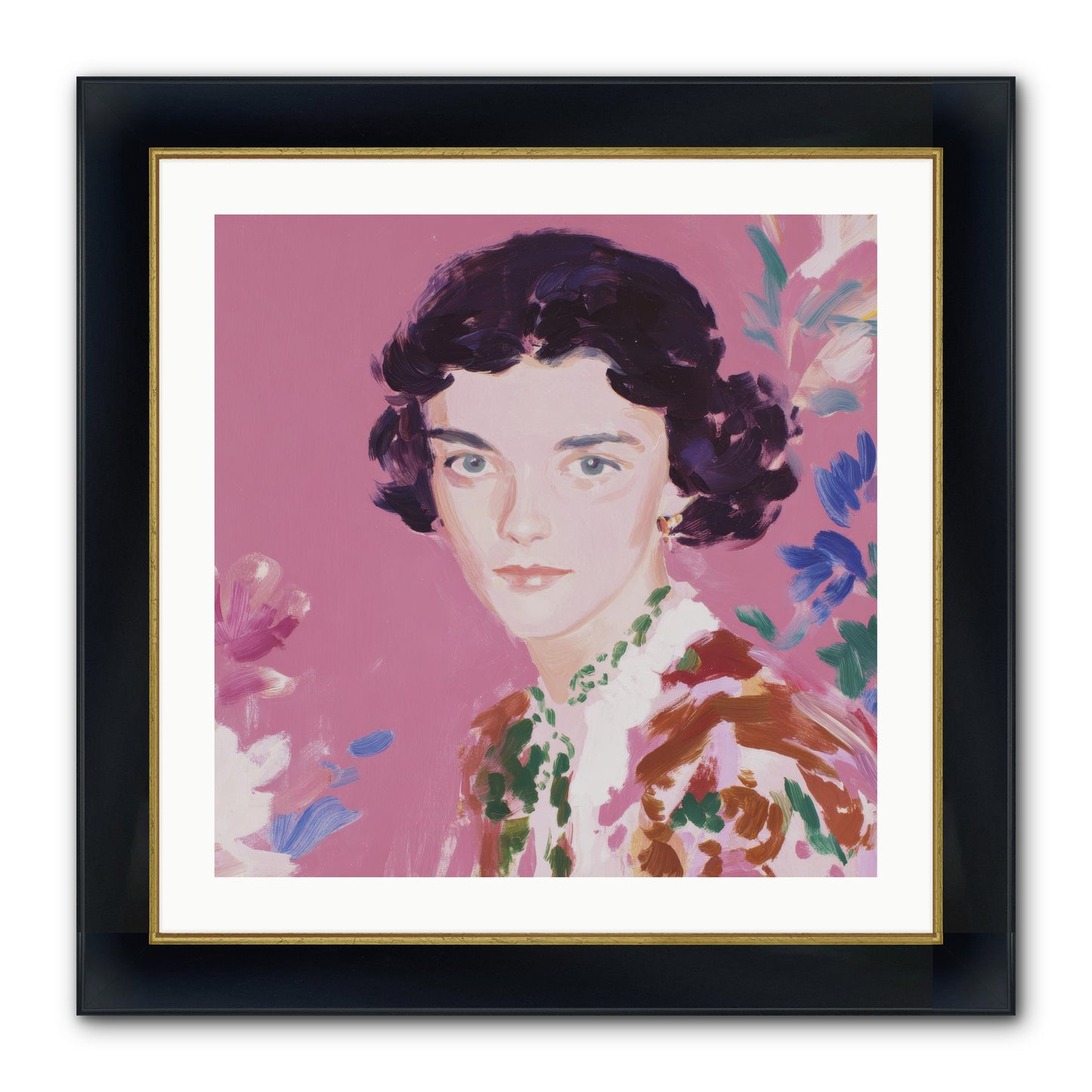 A Gentle Turn Framed Print - Wide Black w/Gold 24x24