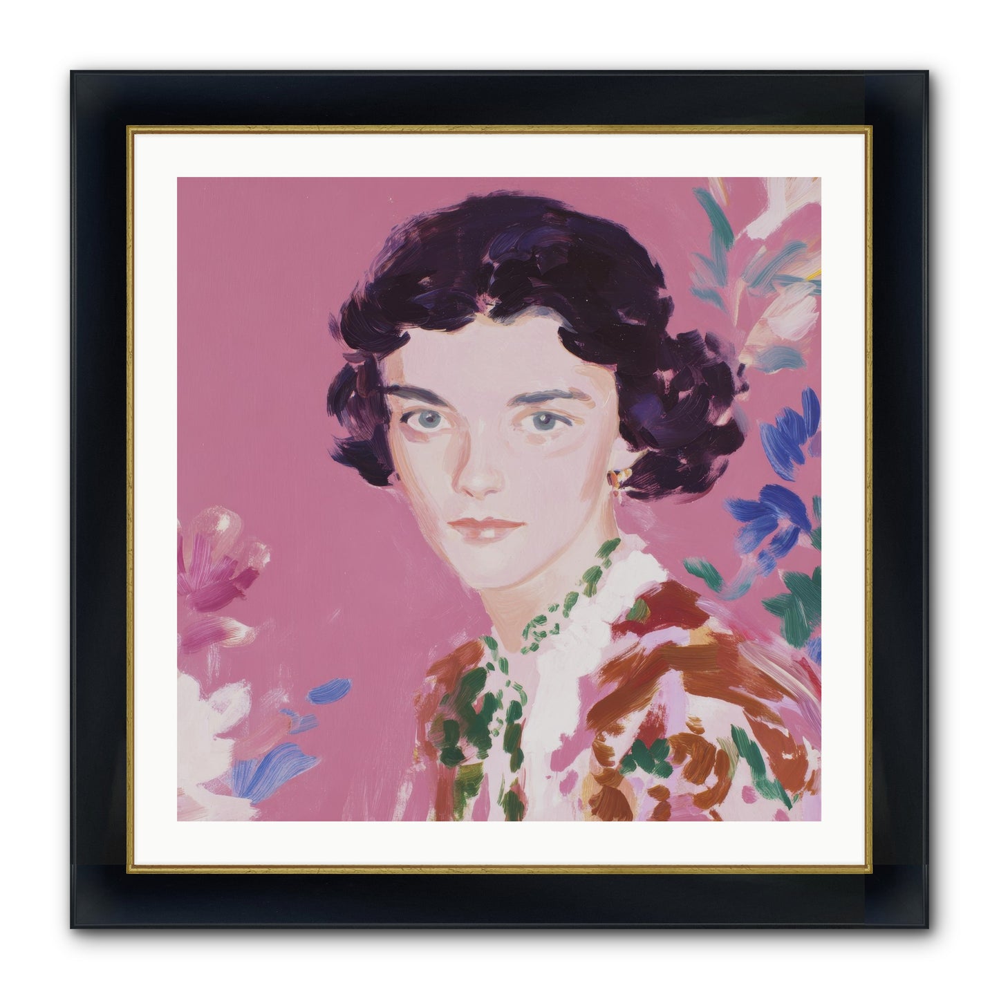 A Gentle Turn Framed Print - Wide Black w/Gold 30x30