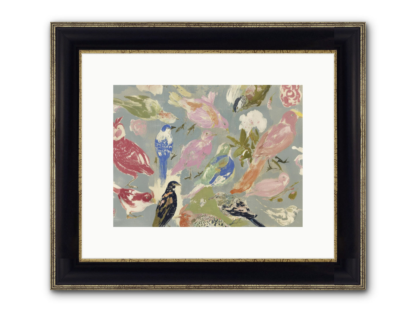 A Masquerade Of Porcelain Guests Framed Print - Black & Gold 12x9