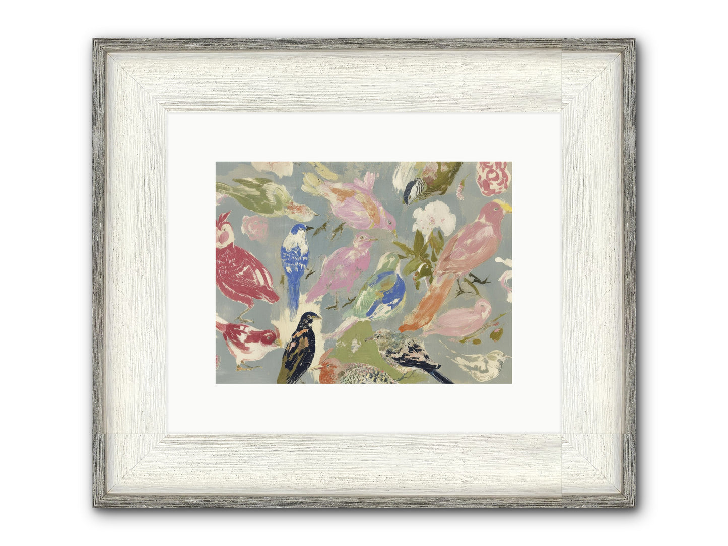 A Masquerade Of Porcelain Guests Framed Print - Driftwood White 12x9