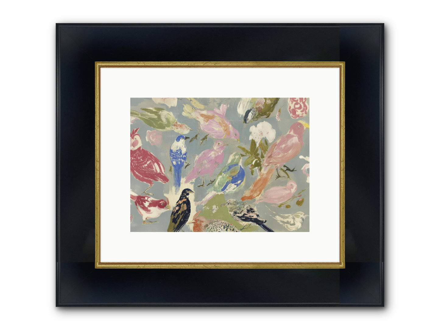A Masquerade Of Porcelain Guests Framed Print - Wide Black w/Gold 12x9