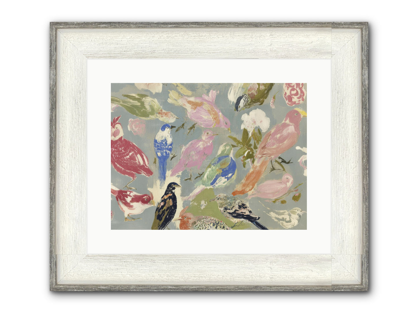 A Masquerade Of Porcelain Guests Framed Print - Driftwood White 16x12