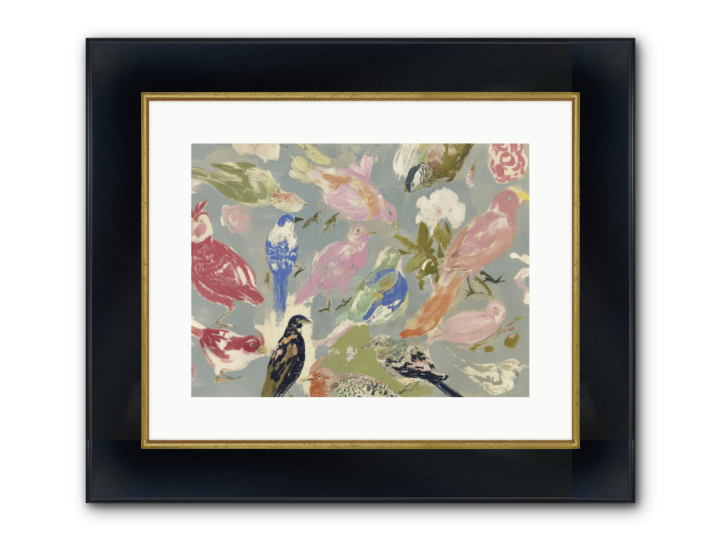 A Masquerade Of Porcelain Guests Framed Print - Wide Black w/Gold 16x12